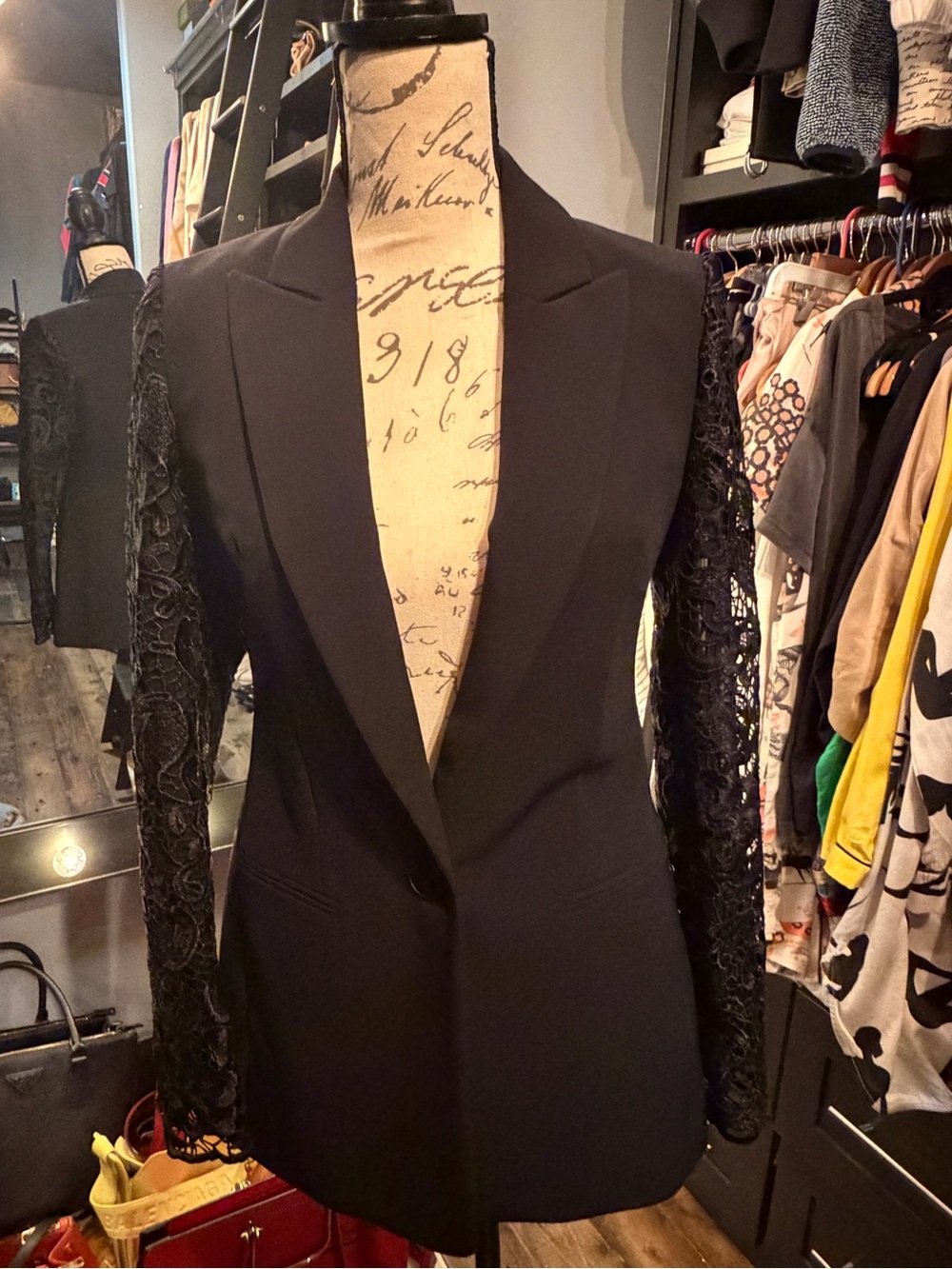 Express Black Blazer with Lace Sleeves